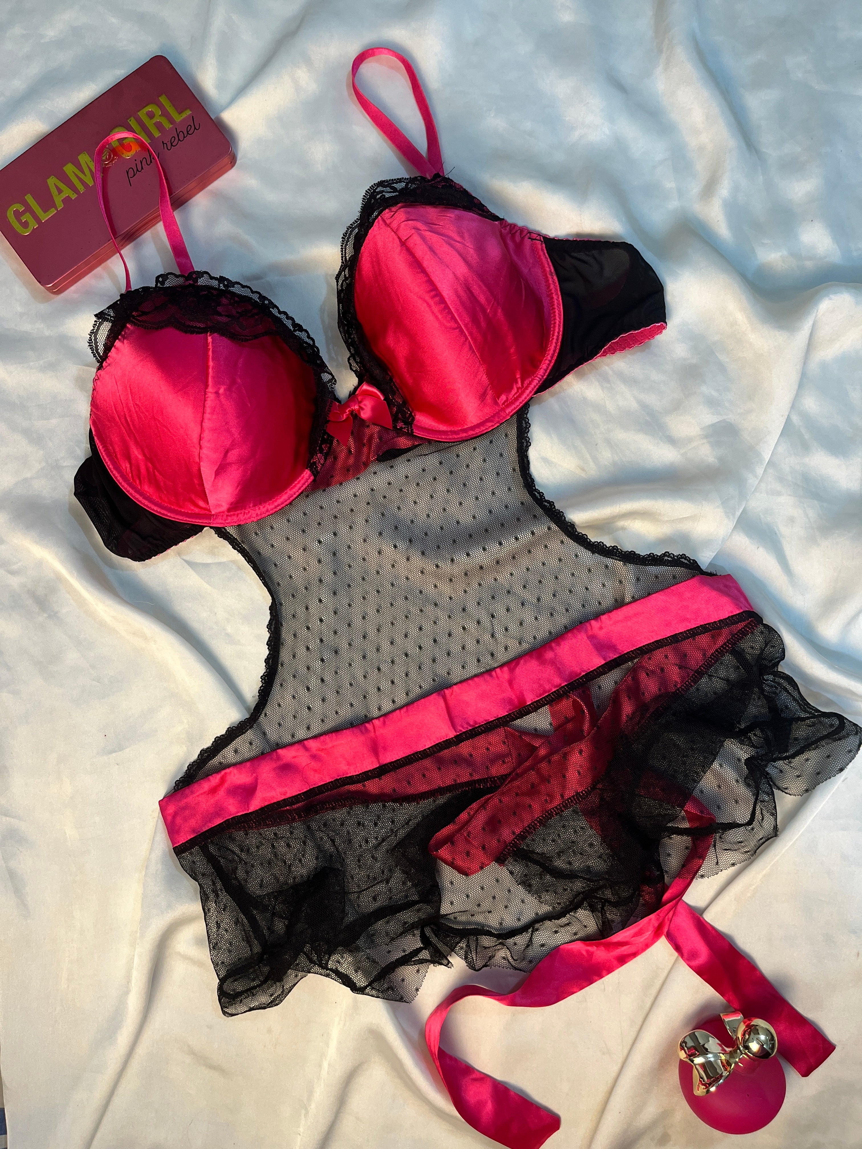 APT baby doll see through back bow lingerie size : XL to XXL