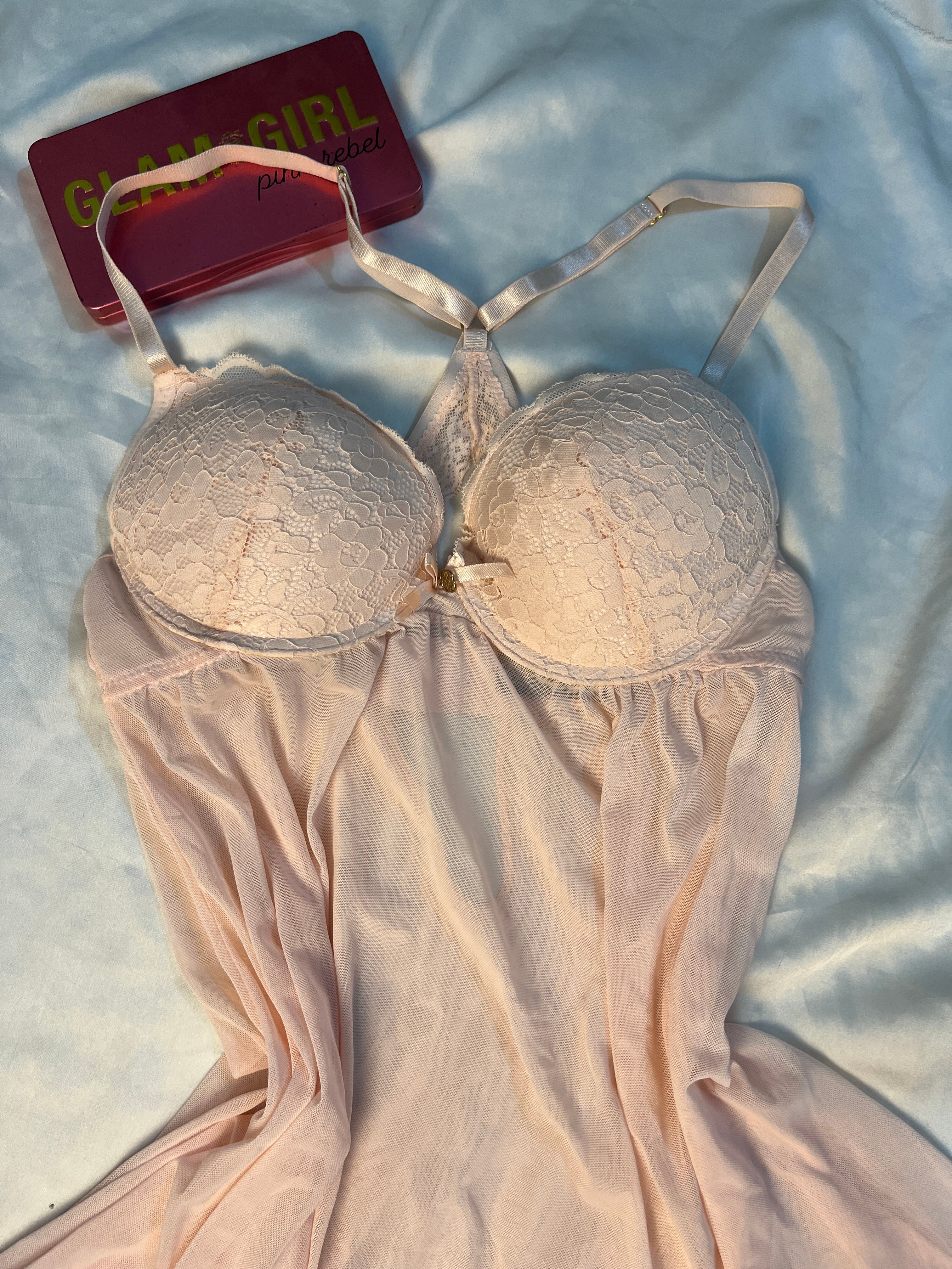 Daisy Fuentes Padded back butterfly see through medium lingerie
