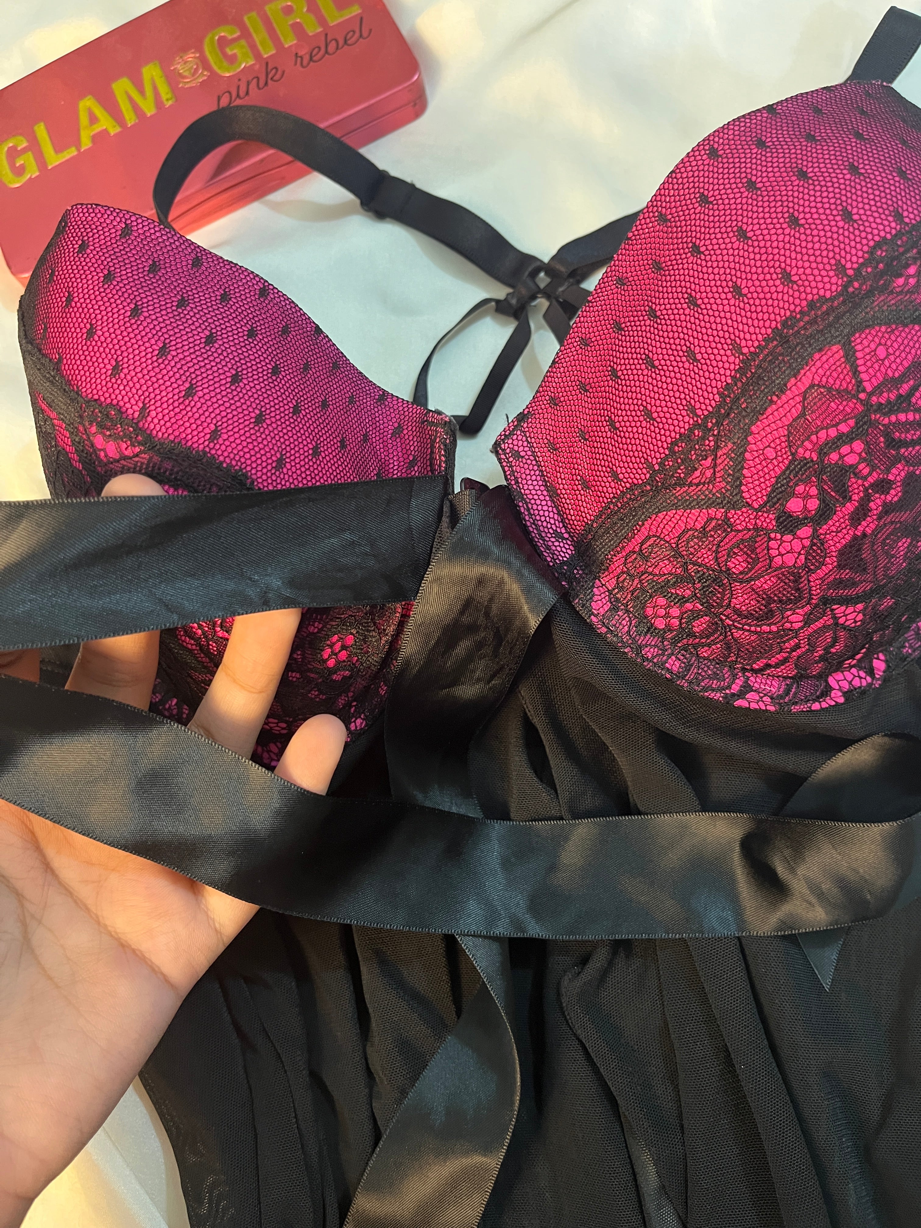 Secret treasure front bow open babydoll lingerie size: large