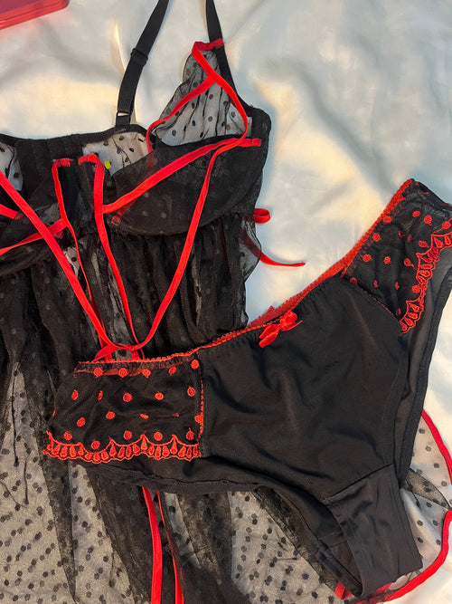 Babydoll see through lingerie with panty size : large to XL