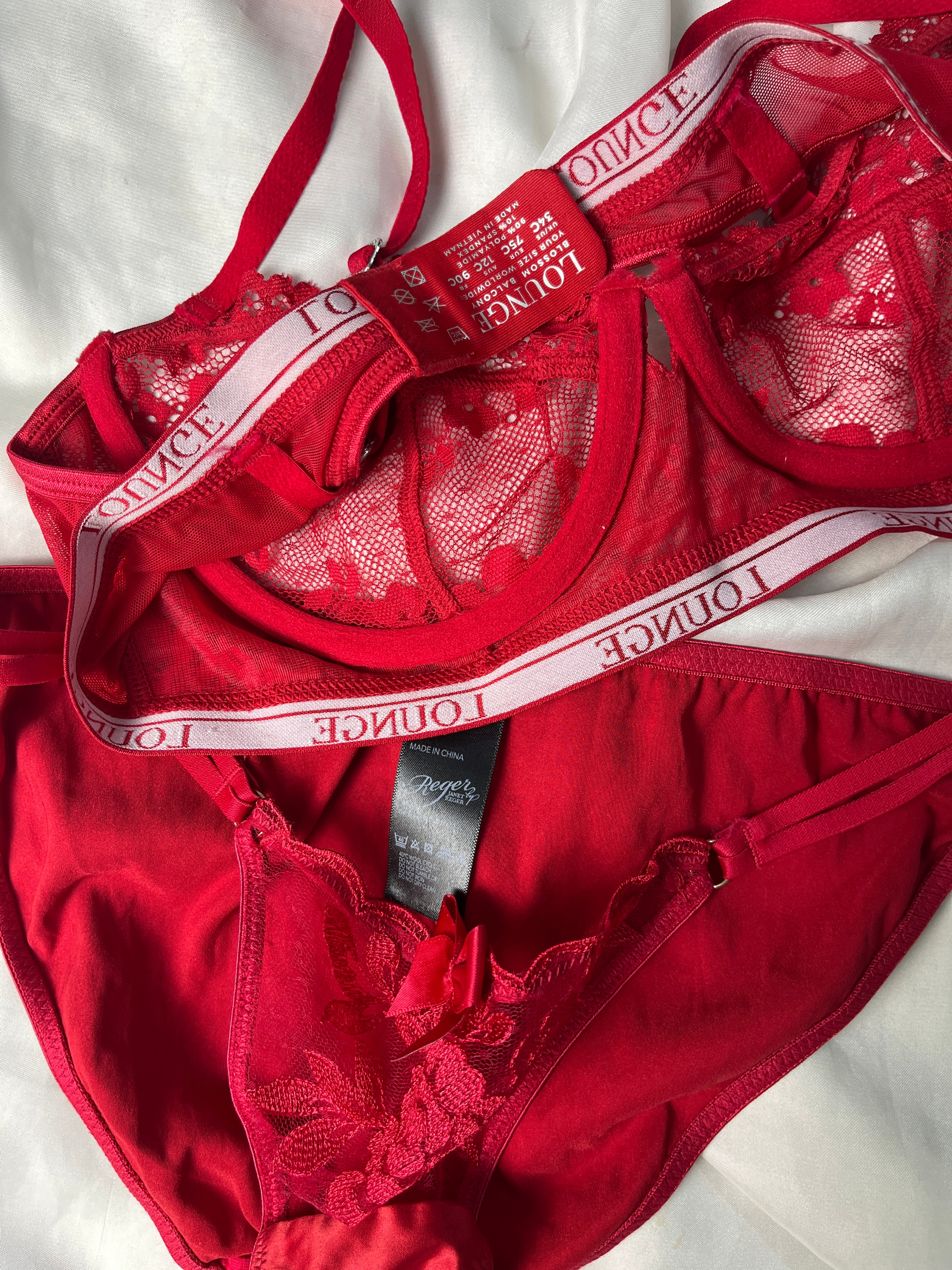 Red see through Lounge Pair size : 34C with medium thong