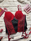 RED beautiful embroidered corset 34B bra