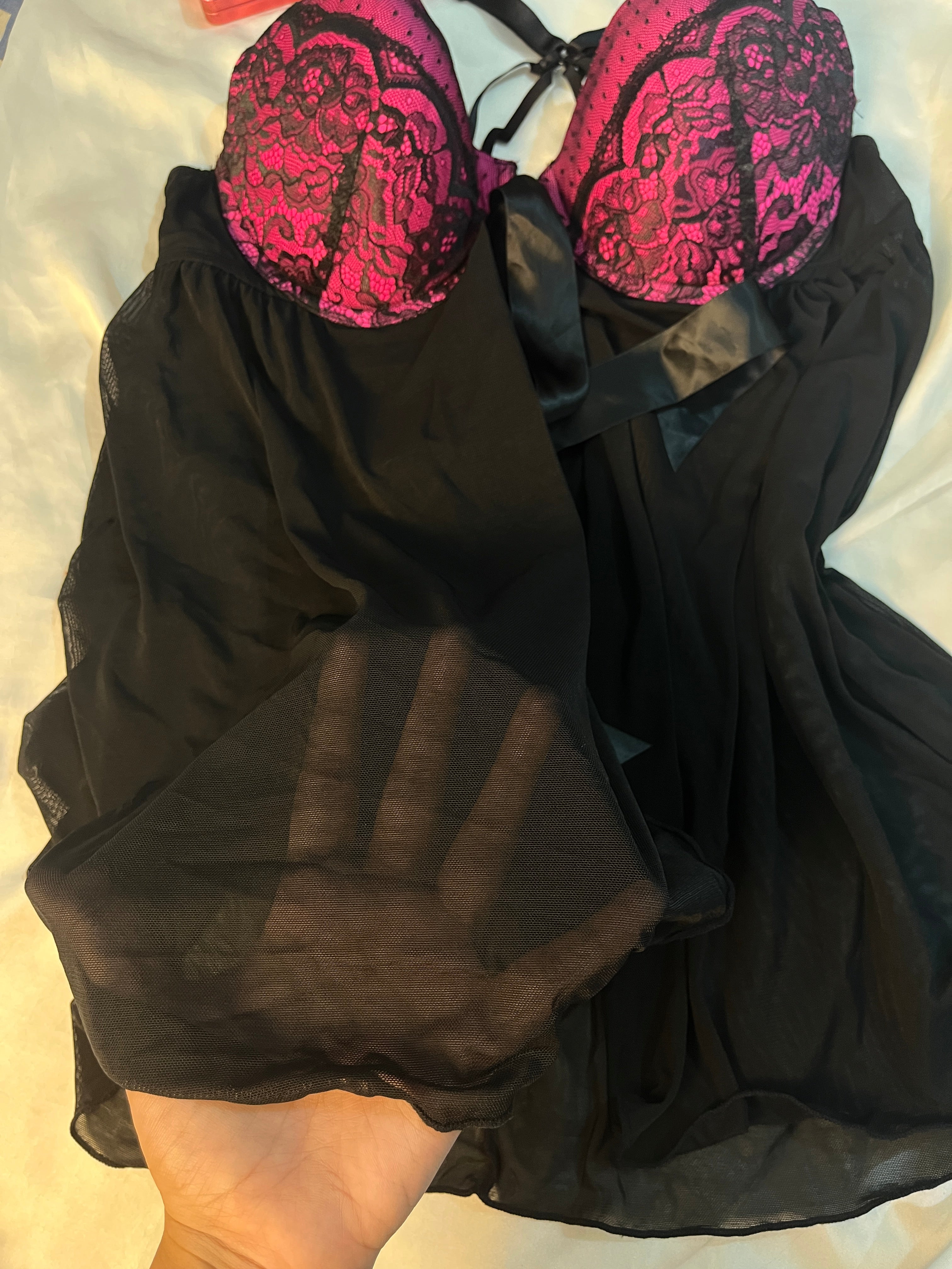 Secret treasure front bow open babydoll lingerie size: large