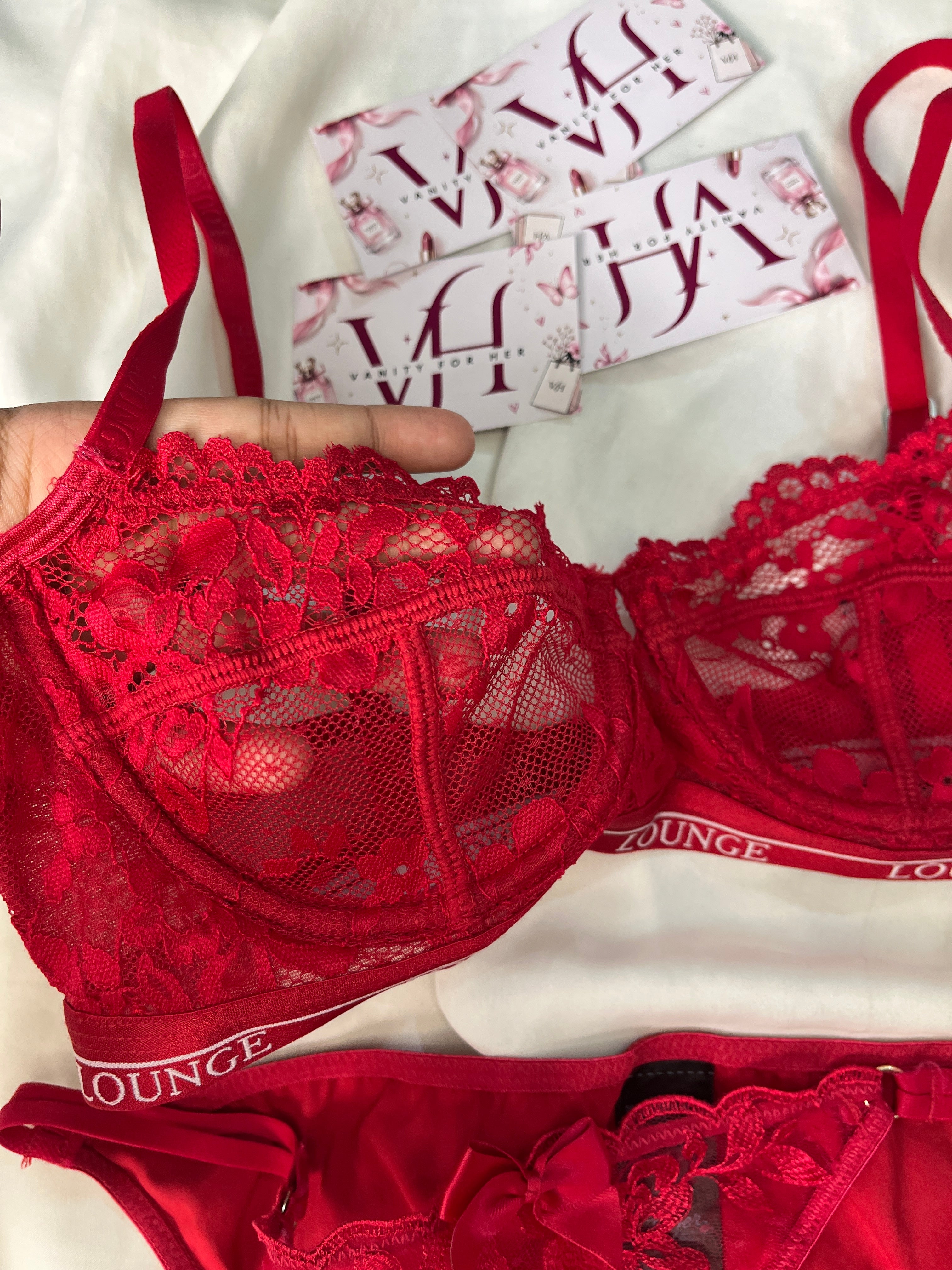 Red see through Lounge Pair size : 34C with medium thong