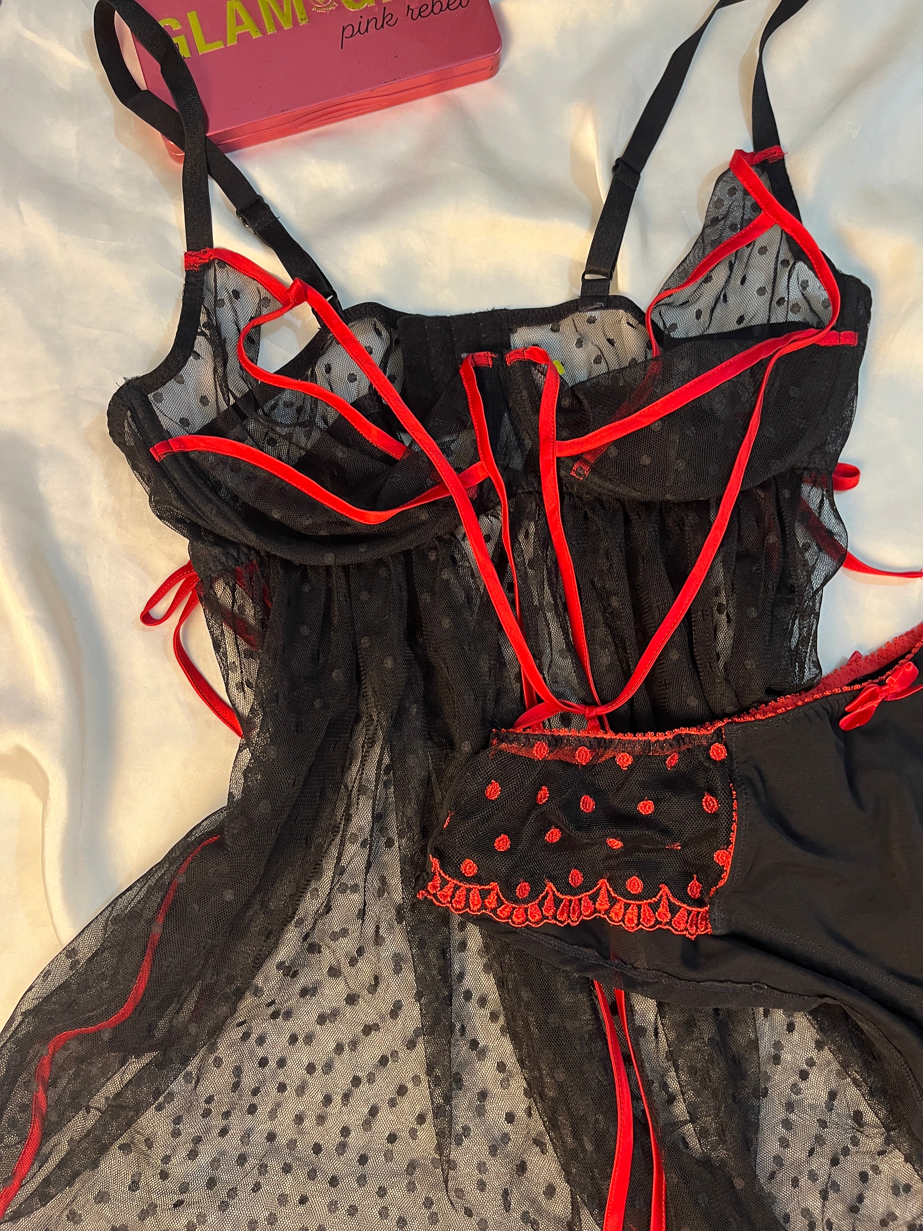 Babydoll see through lingerie with panty size : large to XL