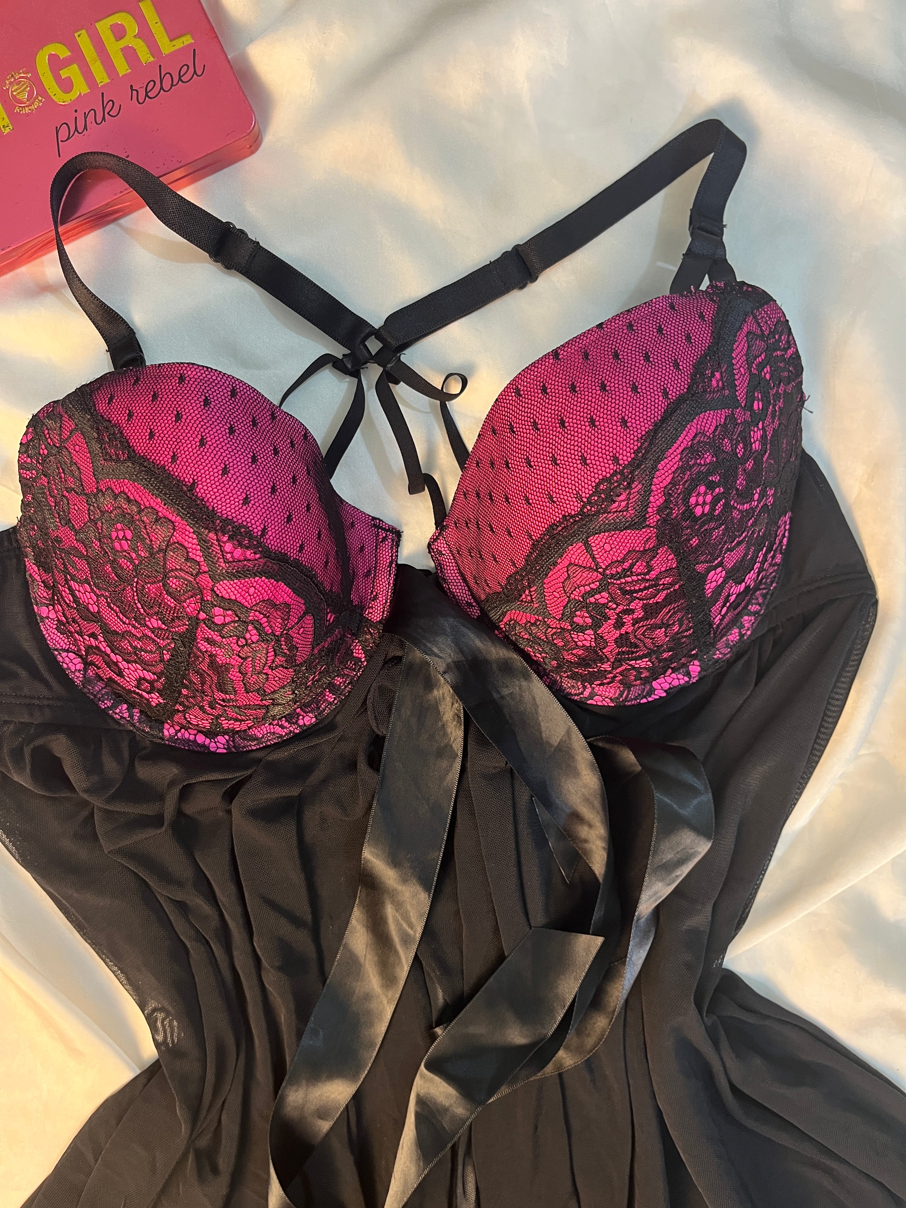 Secret treasure front bow open babydoll lingerie size: large