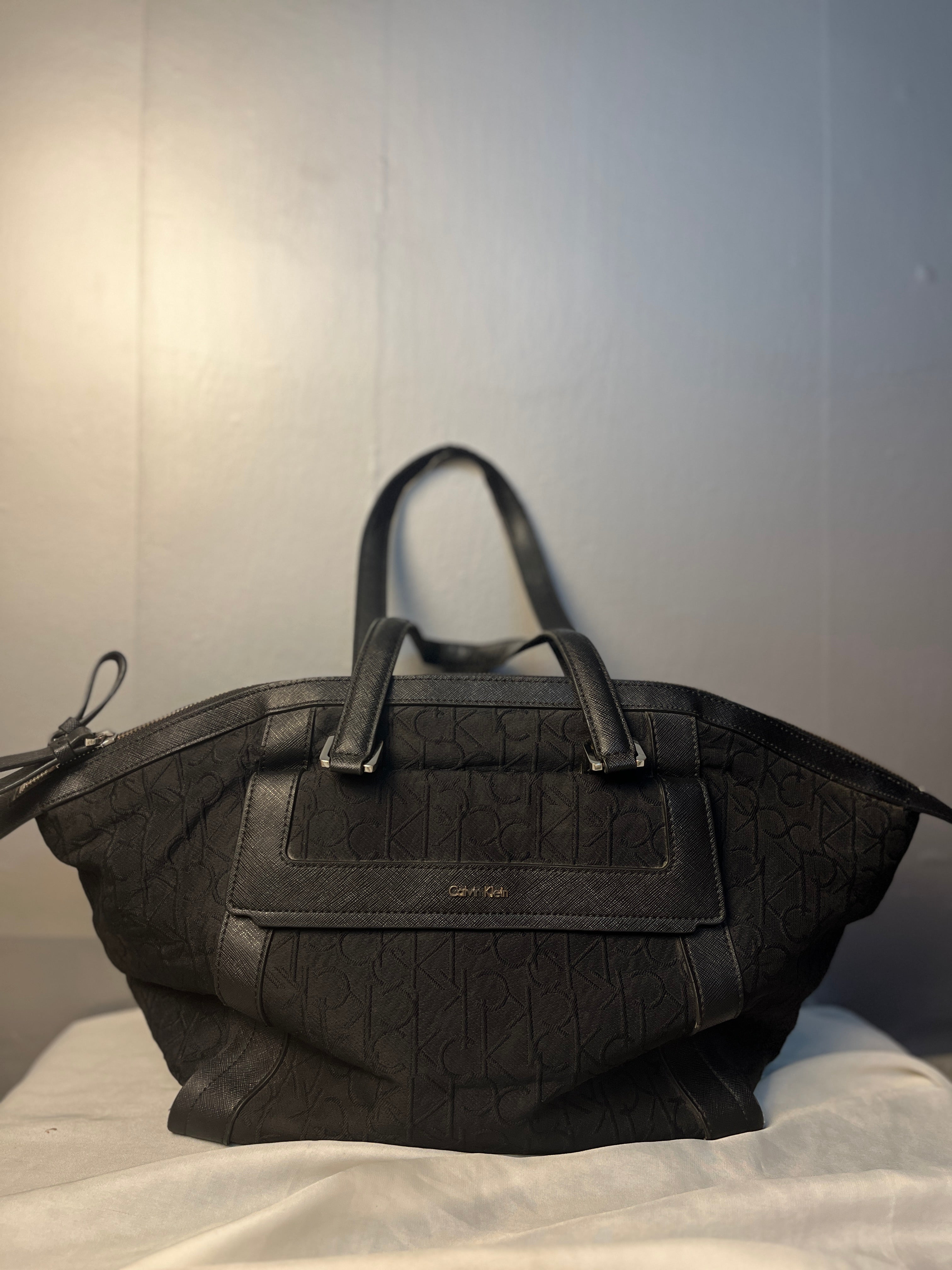 Calvin Klein Original Monogram Jacquard Shoulder Tote Bag