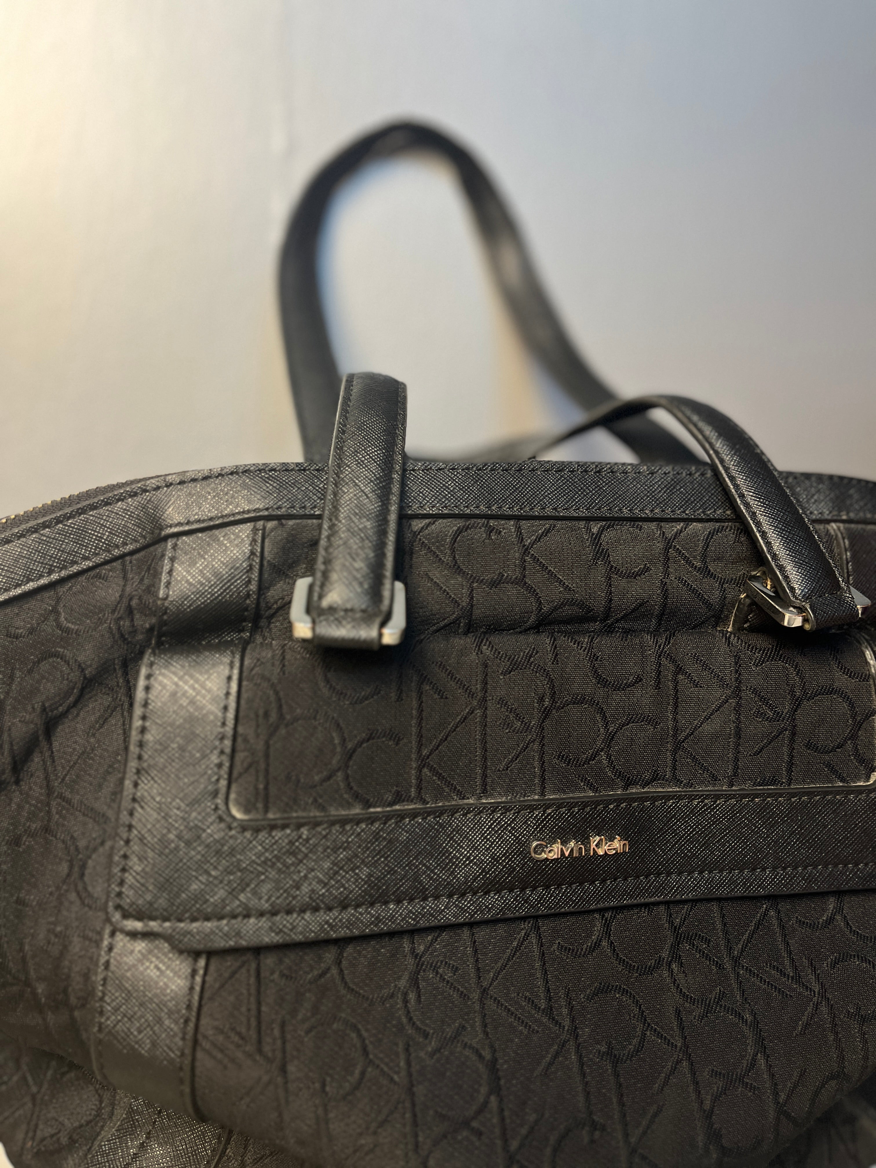 Calvin Klein Original Monogram Jacquard Shoulder Tote Bag