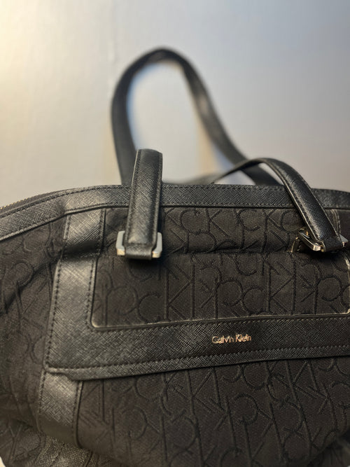 Calvin Klein Original Monogram Jacquard Shoulder Tote Bag
