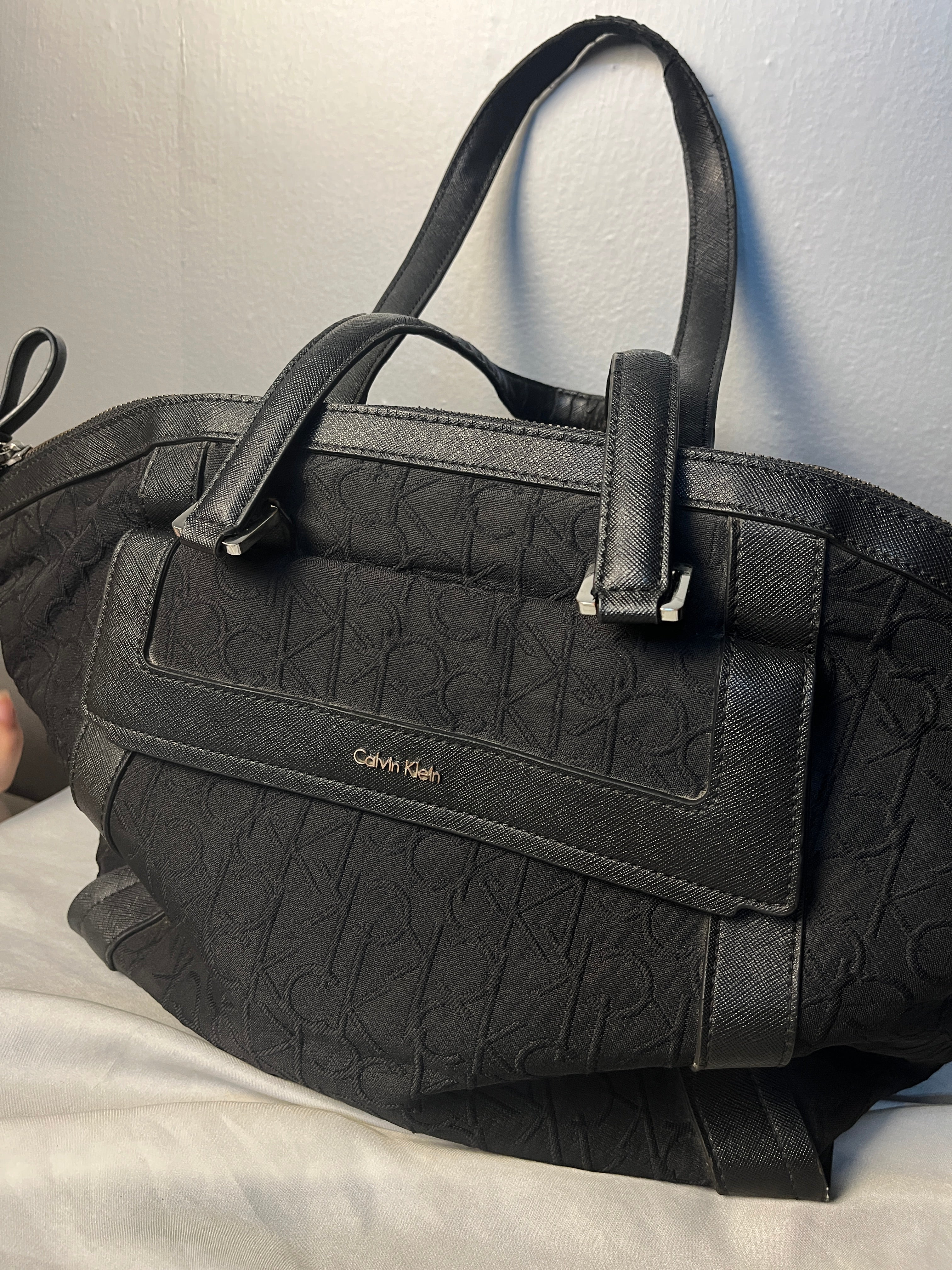Calvin Klein Original Monogram Jacquard Shoulder Tote Bag