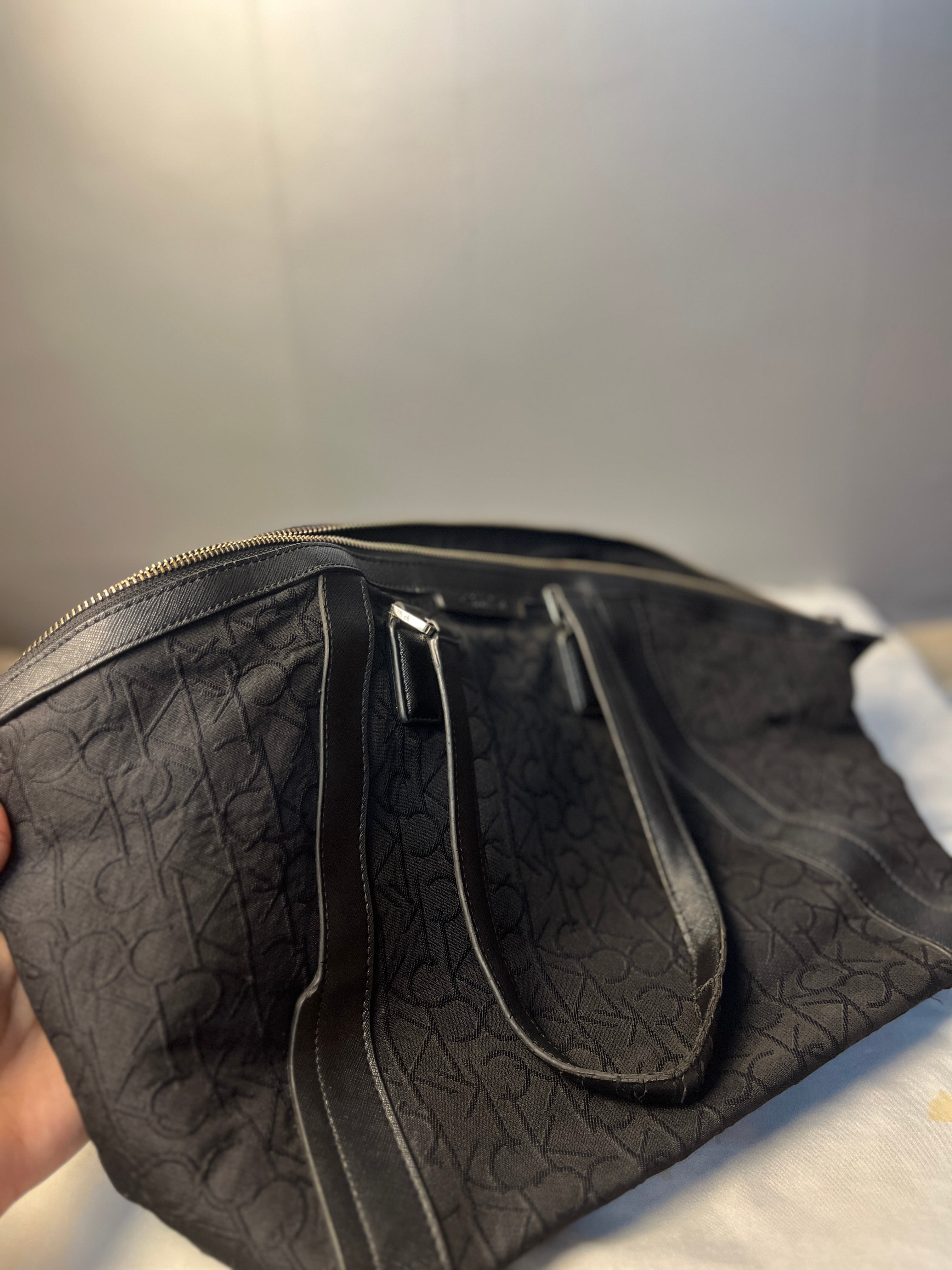Calvin Klein Original Monogram Jacquard Shoulder Tote Bag