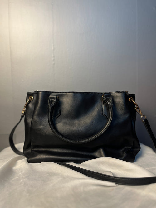 GUESS Original Black Satchel Crossbody Bag Gold Hardware Style LG863506